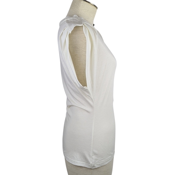 rag & bone The Jersey Pleat Tank Pleated Shirred Lightweight Fitted Ivory M NWT - Picture 7 of 11